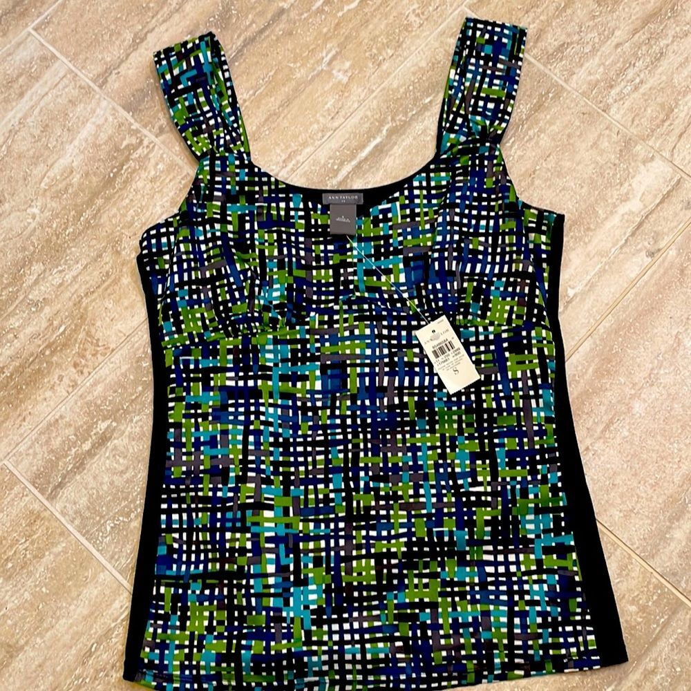 NWT Ann Taylor blue green Satin Cami - size S